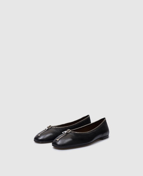 Giuseppe Zanotti Amanda black leather ballet flats with zipper I460010