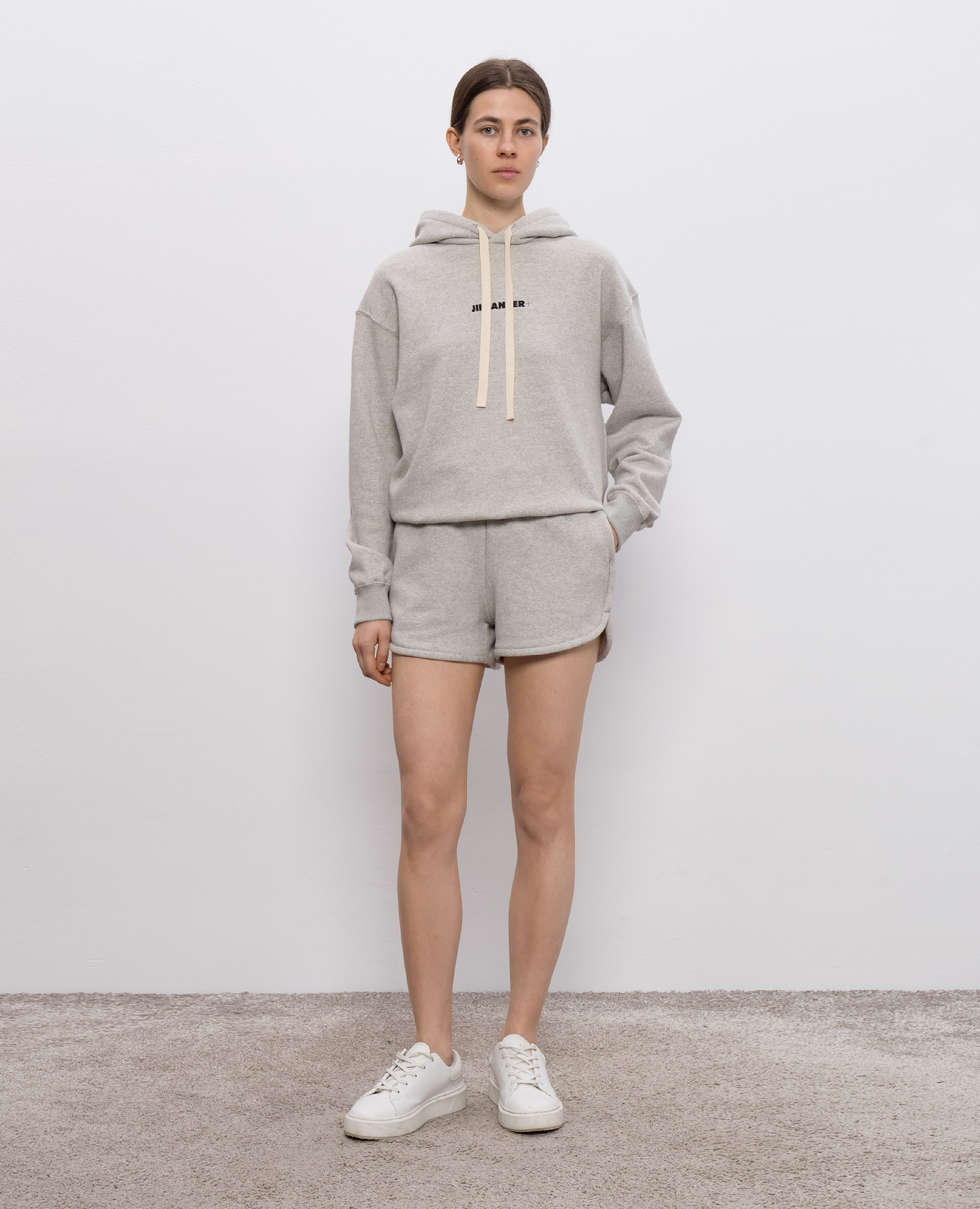 

Grey hoodie with logo print Jil Sander