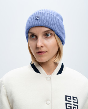 Givenchy Blue wool and cashmere cap with 4G logo emblem GWCAPPU7756