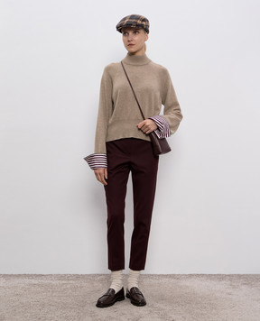 Brunello Cucinelli Burgundy pants with a monil chain MP126P8703