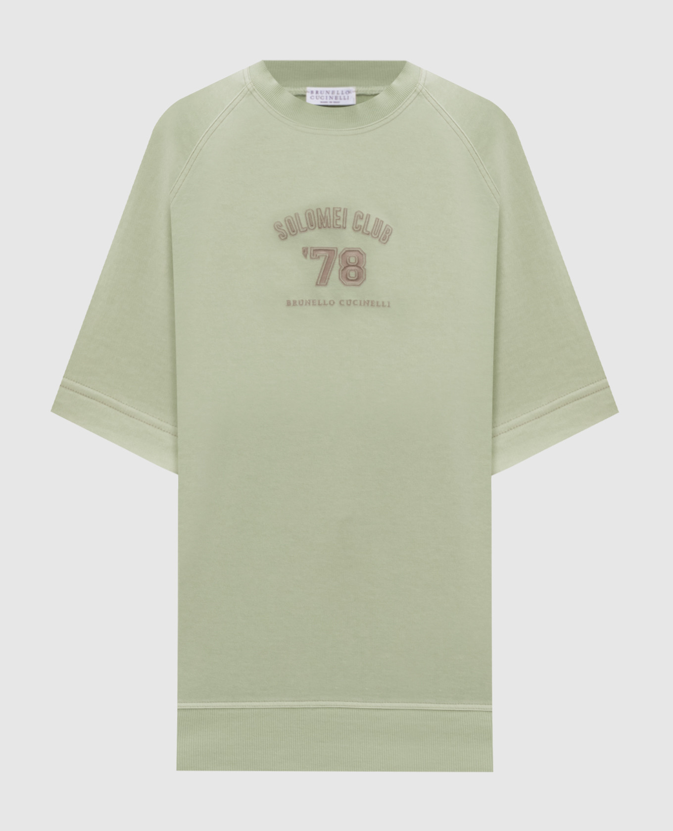 Green T-shirt with embroidery Brunello Cucinelli