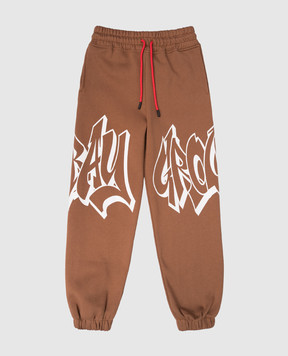 Sprayground Children's brown insulated joggers Graffiti SPY1326GBRW