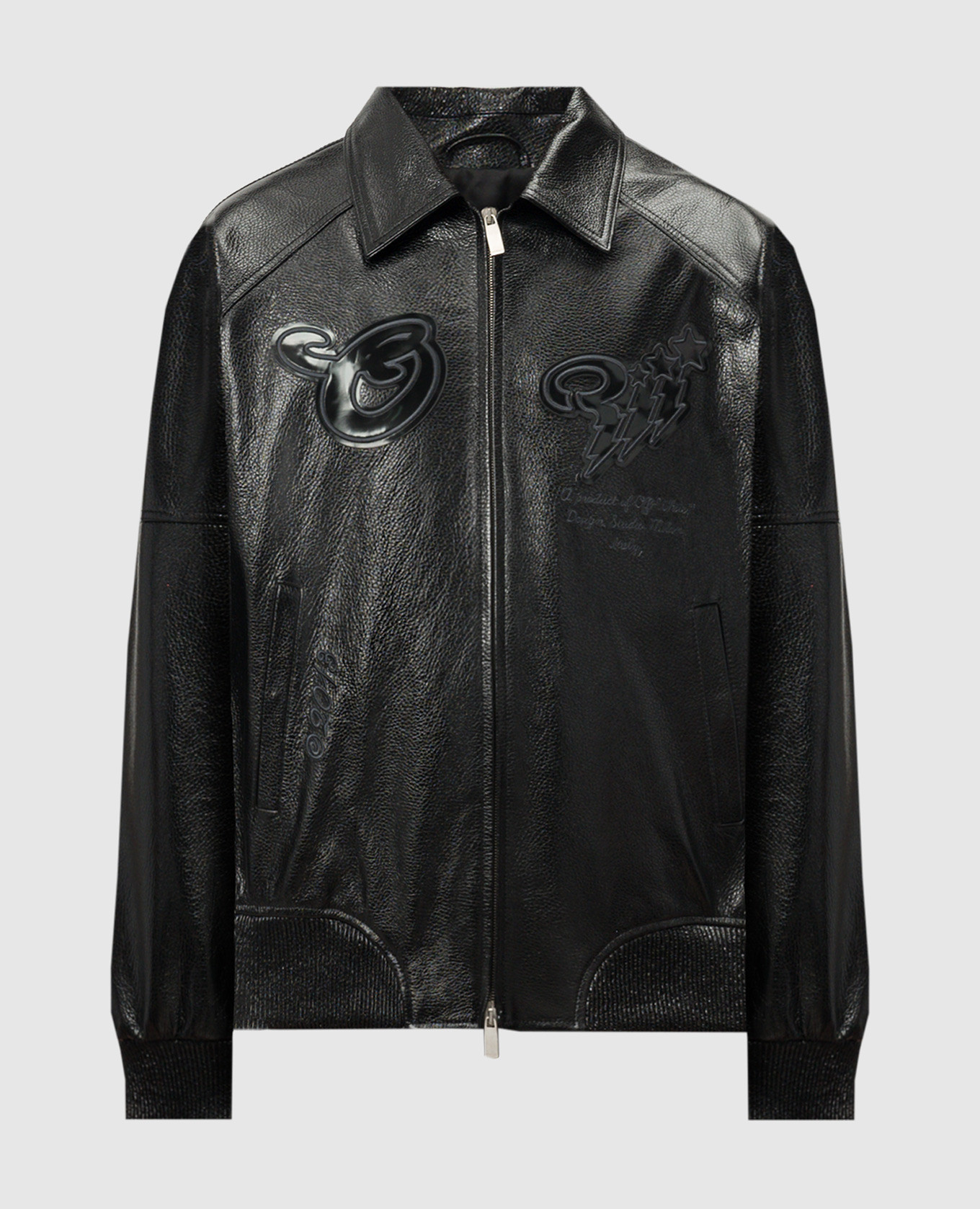 

Scorpio black leather jacket Off-White, Черный
