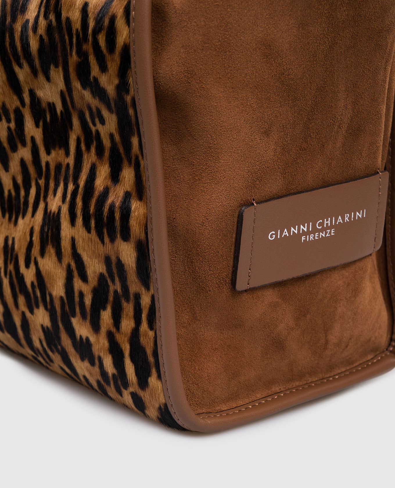 MARCELLA brown suede tote bag in animal print Gianni Chiarini 4