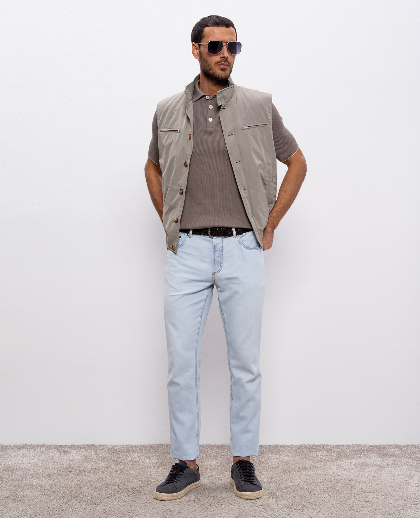 

Blue jeans with logo patch Brunello Cucinelli, Light blue