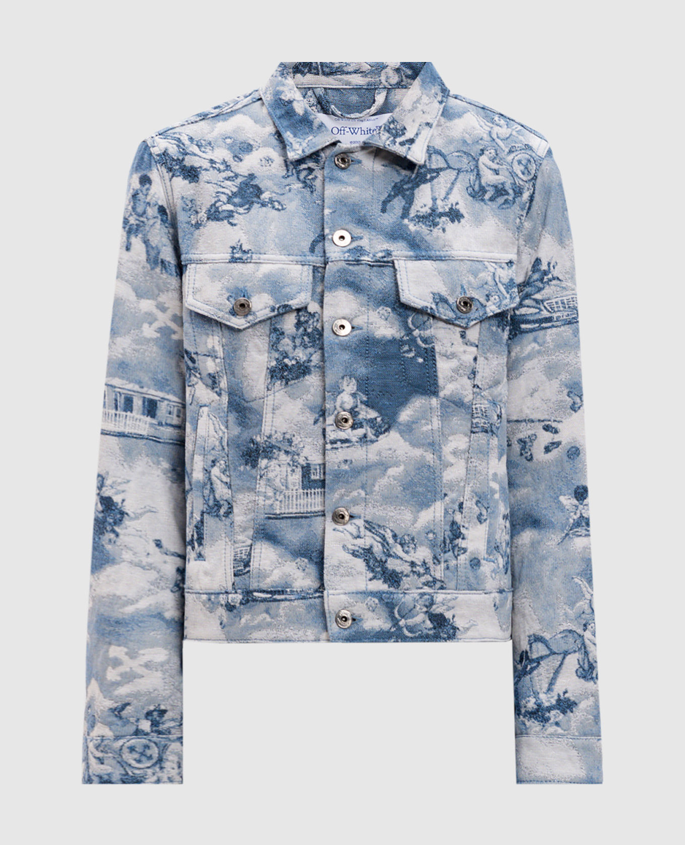 Blue denim jacket with Tapestry fresco pattern Off-White