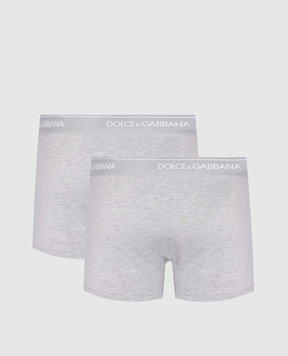 Dolce&Gabbana Set of gray melange boxer briefs with logo M9C07JONN95