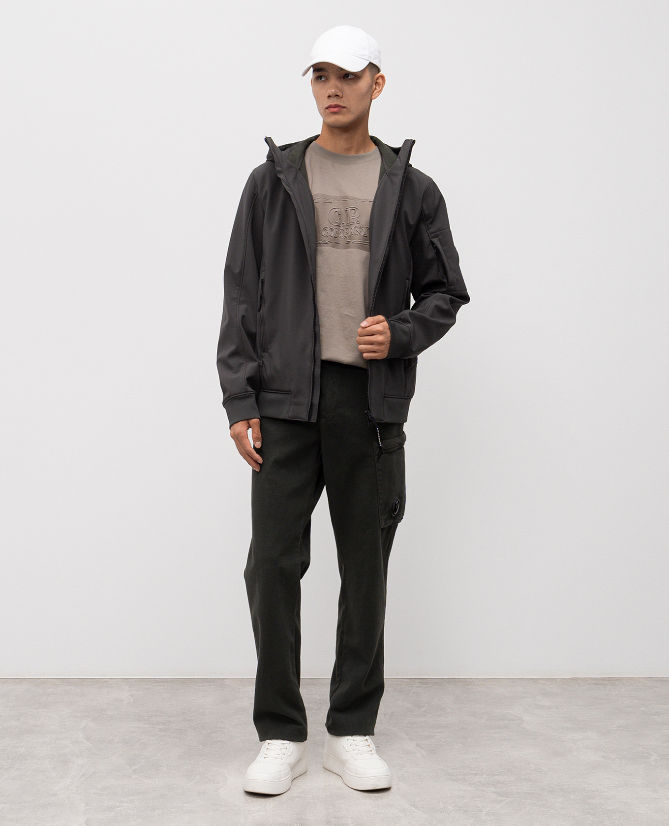 

Khaki T-shirt with textured logo print C.P. Company