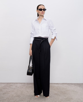 Peserico Black wool pants with belt P0470103472