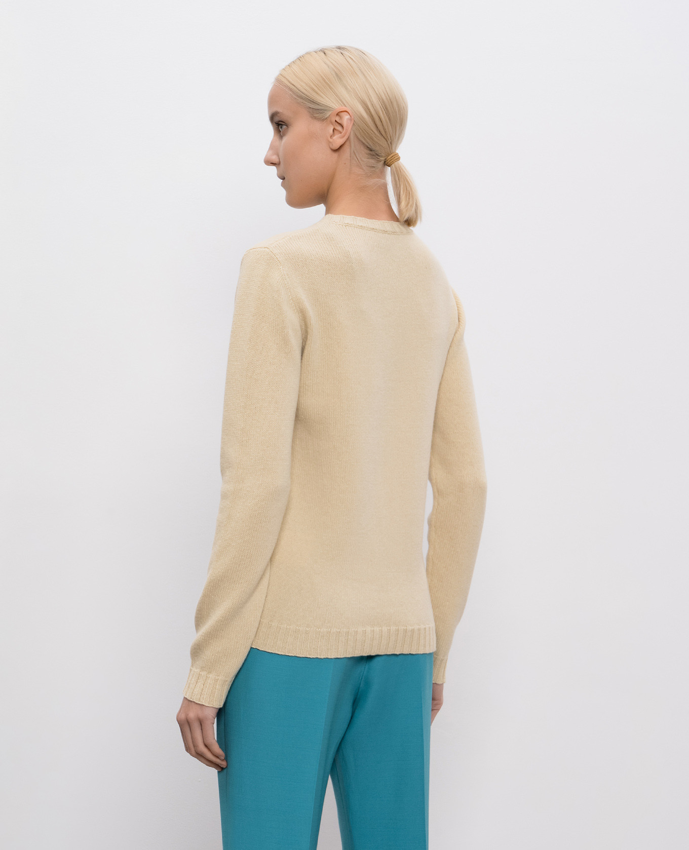 Beige wool sweater with logo pattern Valentino 4