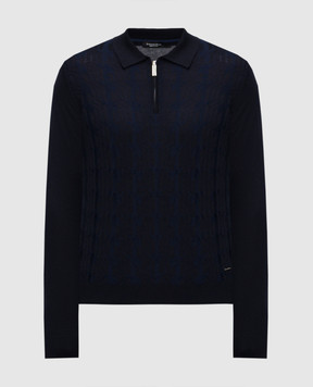 Stefano Ricci Blue cashmere and silk polo shirt with logo K808096P30F25374