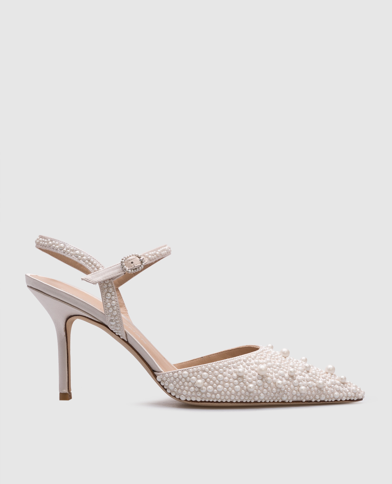 

White BLISS slingbacks with beads Stuart Weitzman