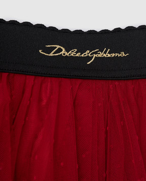 Dolce&Gabbana Children's red skirt with lace and logo L55I43HLMT6