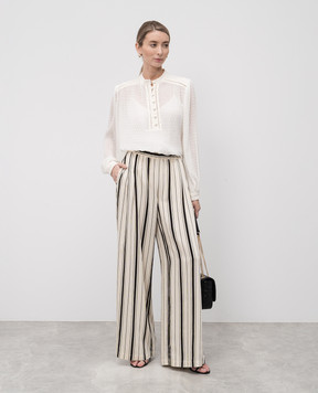 Twinset White pleated blouse with linen 251TP2062