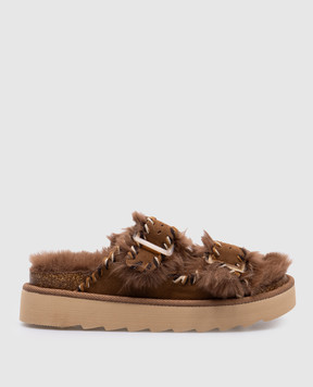 Colors of California Brown suede flip-flops HCSTORMY48