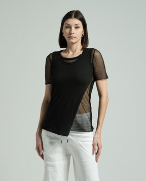 Masnada Black t-shirt with double construction 7692