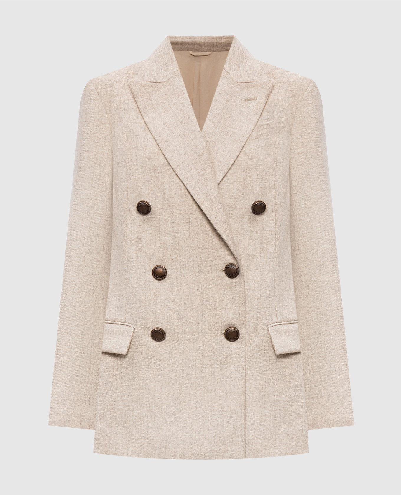 Beige double-breasted jacket Brunello Cucinelli