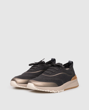 Brunello Cucinelli Grey sneakers with textured logo MZUAUFO340