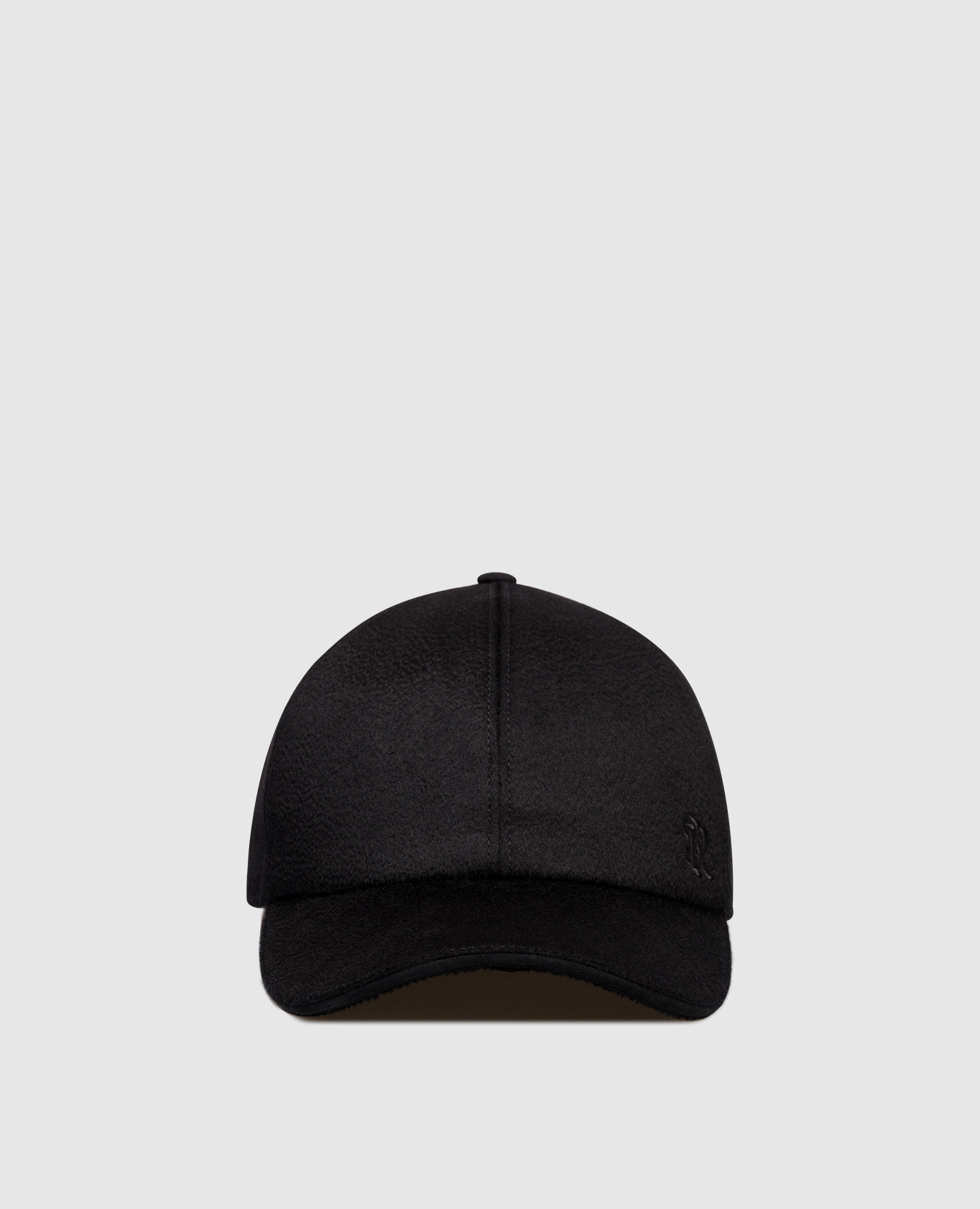 Black cashmere cap with logo