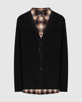 Juun.j Black double-layer cardigan with wool JC5851P615