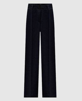 Brunello Cucinelli Blue wool pants with monil chain MB166P8692