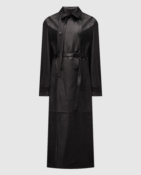 Ann Demeulemeester Ansa black leather double-breasted trench coat B0013109LT038