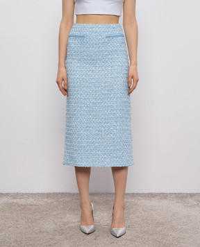 Rowen Rose Blue tweed midi skirt SKRRR241