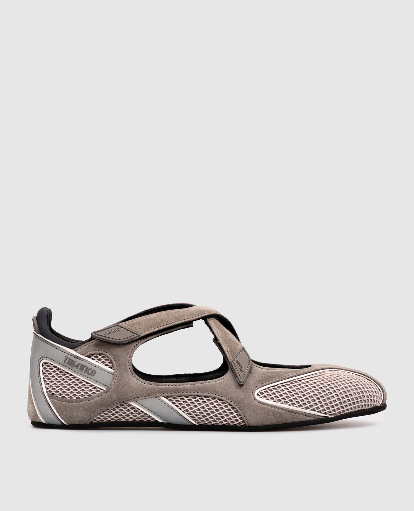 Floor 01 gray ballet flats with logo The Attico