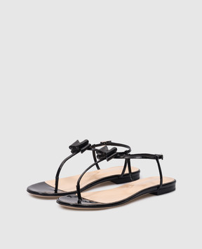 Mach&Mach Petite Cadeau patent leather sandals with crystals in black S0700005PAT