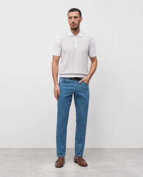 Scissor Scriptor COSTANTINO blue jeans with embroidered logo emblem COSTANTINOT26123S58