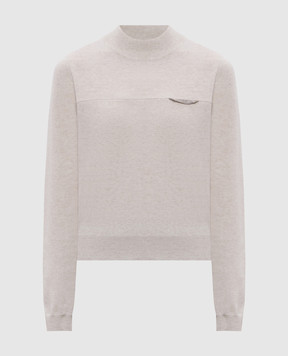 Brunello Cucinelli Beige cashmere jumper with monil chain M12212604P