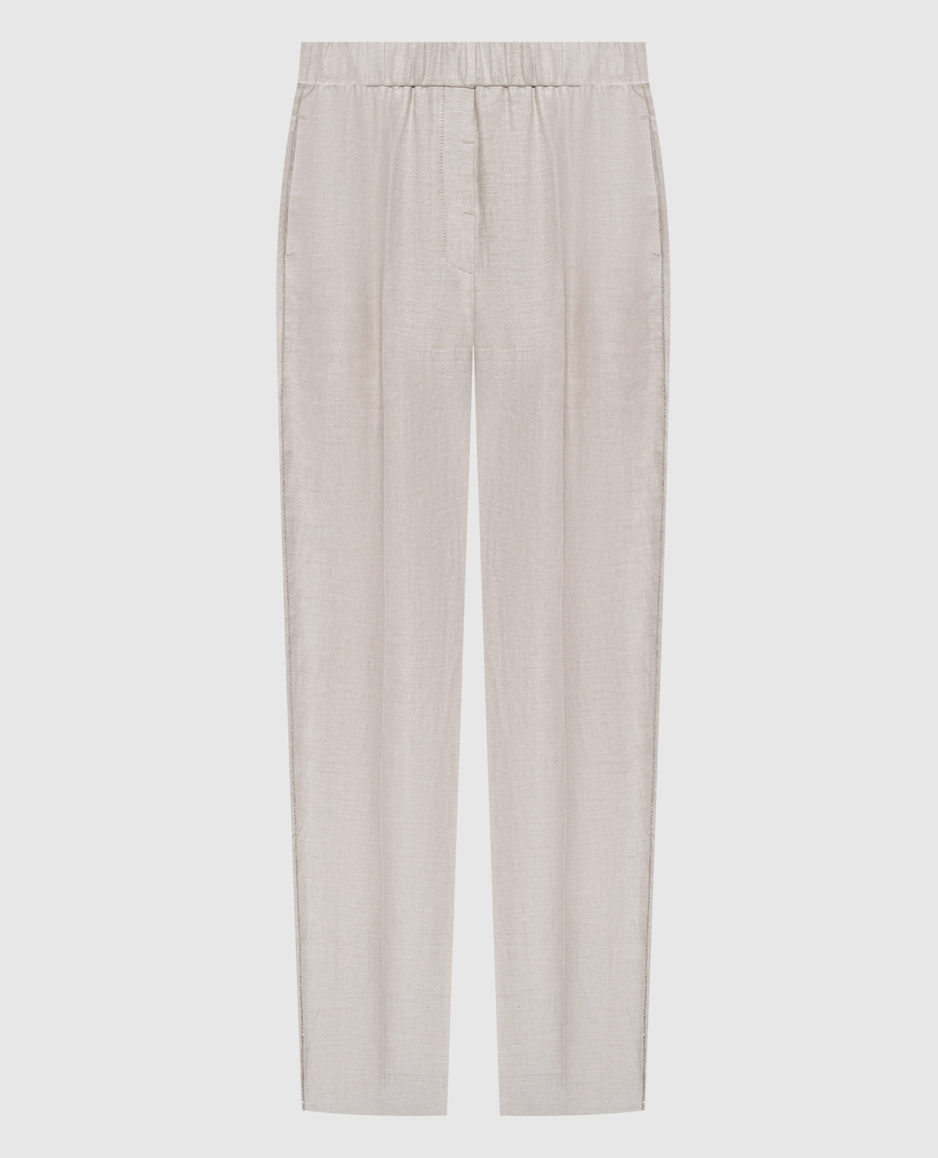 

Beige linen pants with monil chain Peserico