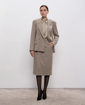 Jacob Lee Khaki wool midi skirt WWS2046AW25TP
