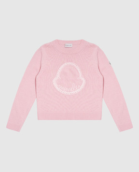 Moncler ENFANT Baby pink wool and cashmere jumper with logo J29549C00003M4281810