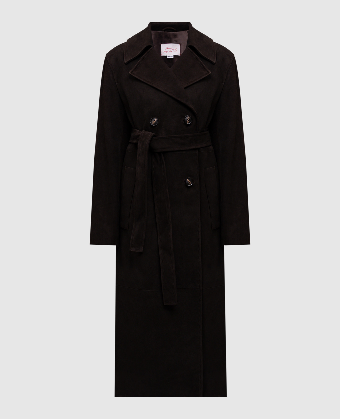 Brown suede double-breasted coat