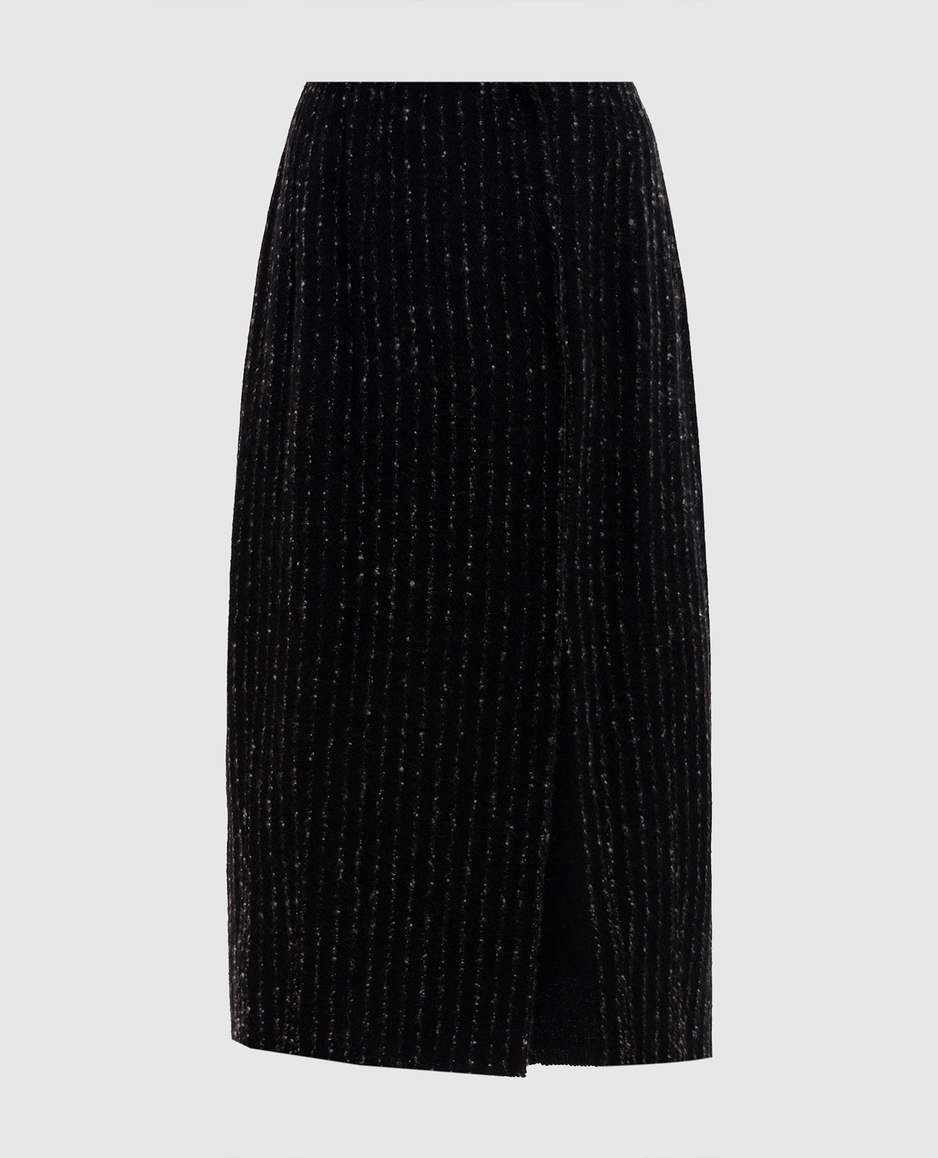 

Black wool, silk, linen and cashmere striped midi skirt BOBOUTIC