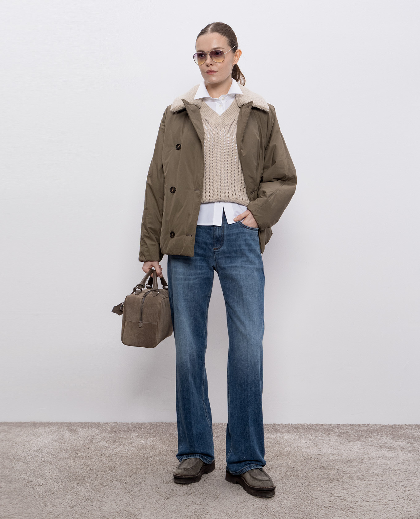 

Beige pullover with monil chain Brunello Cucinelli