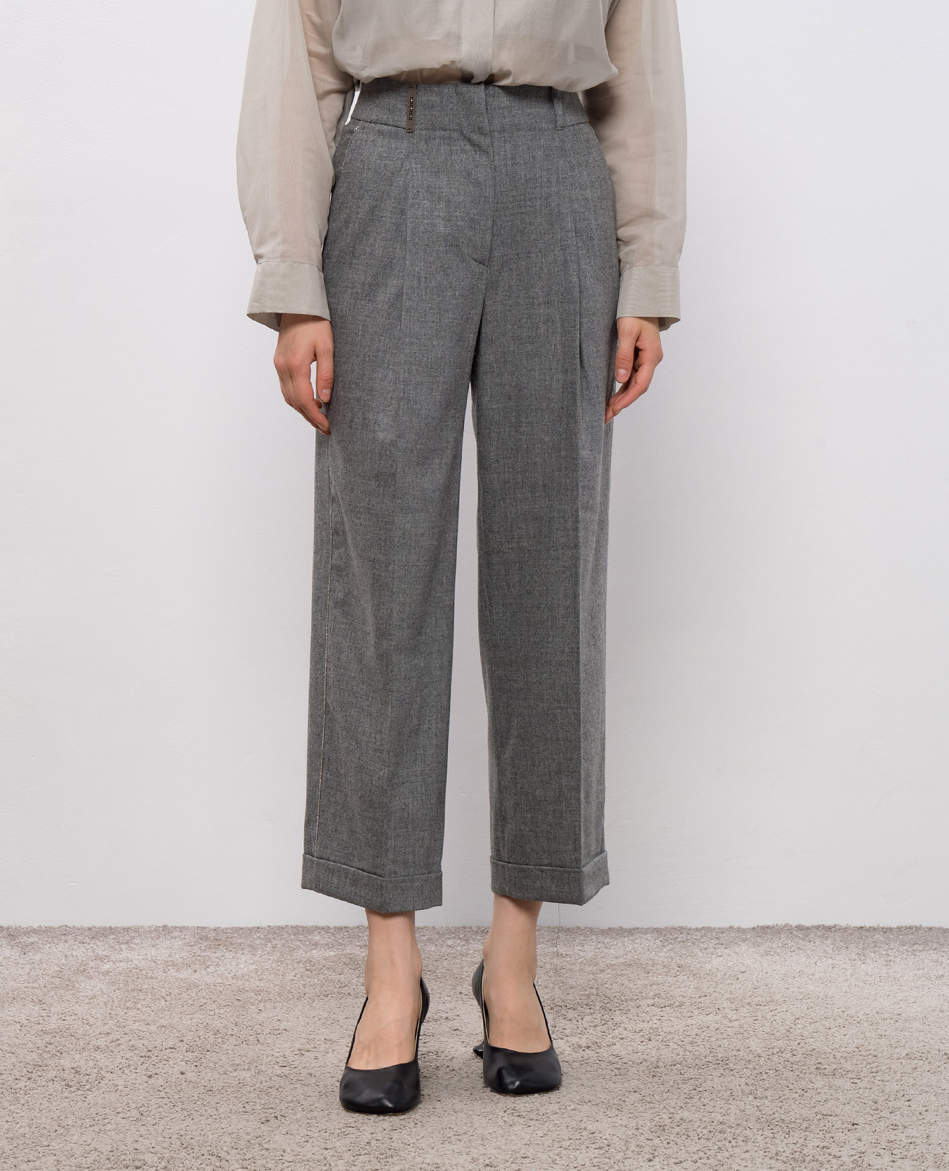 Grey wool and cashmere trousers with lapels Peserico 3