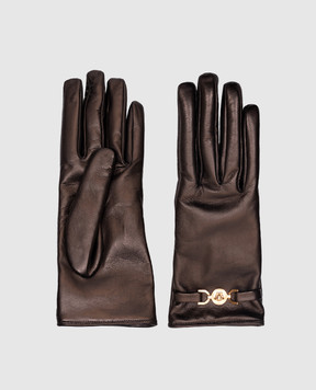 Versace Brown leather gloves with Medusa emblem 10183801A13774