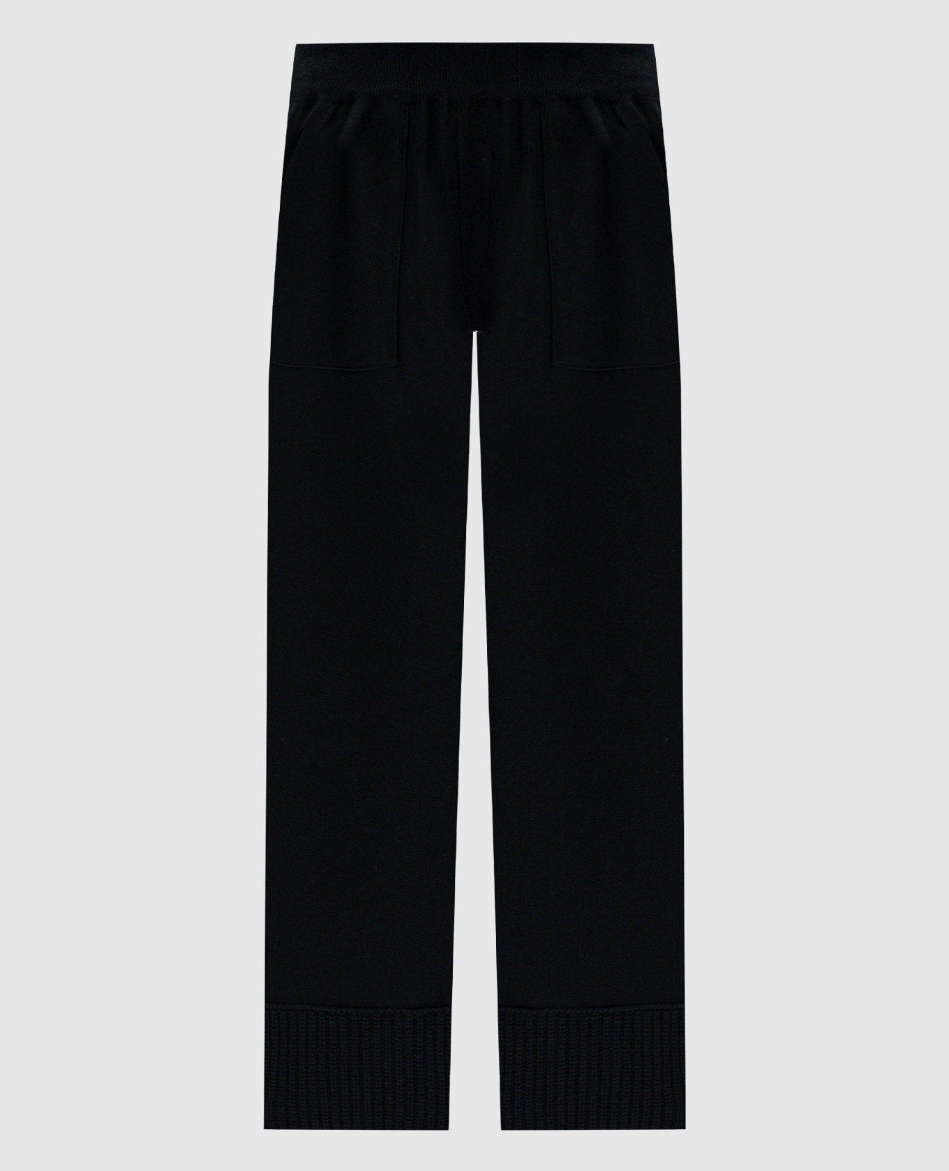 Black sweatpants in cashmere and wool with a metallic logo dondup