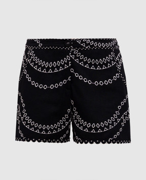 Charo Ruiz Drea black embroidered linen shorts 254500