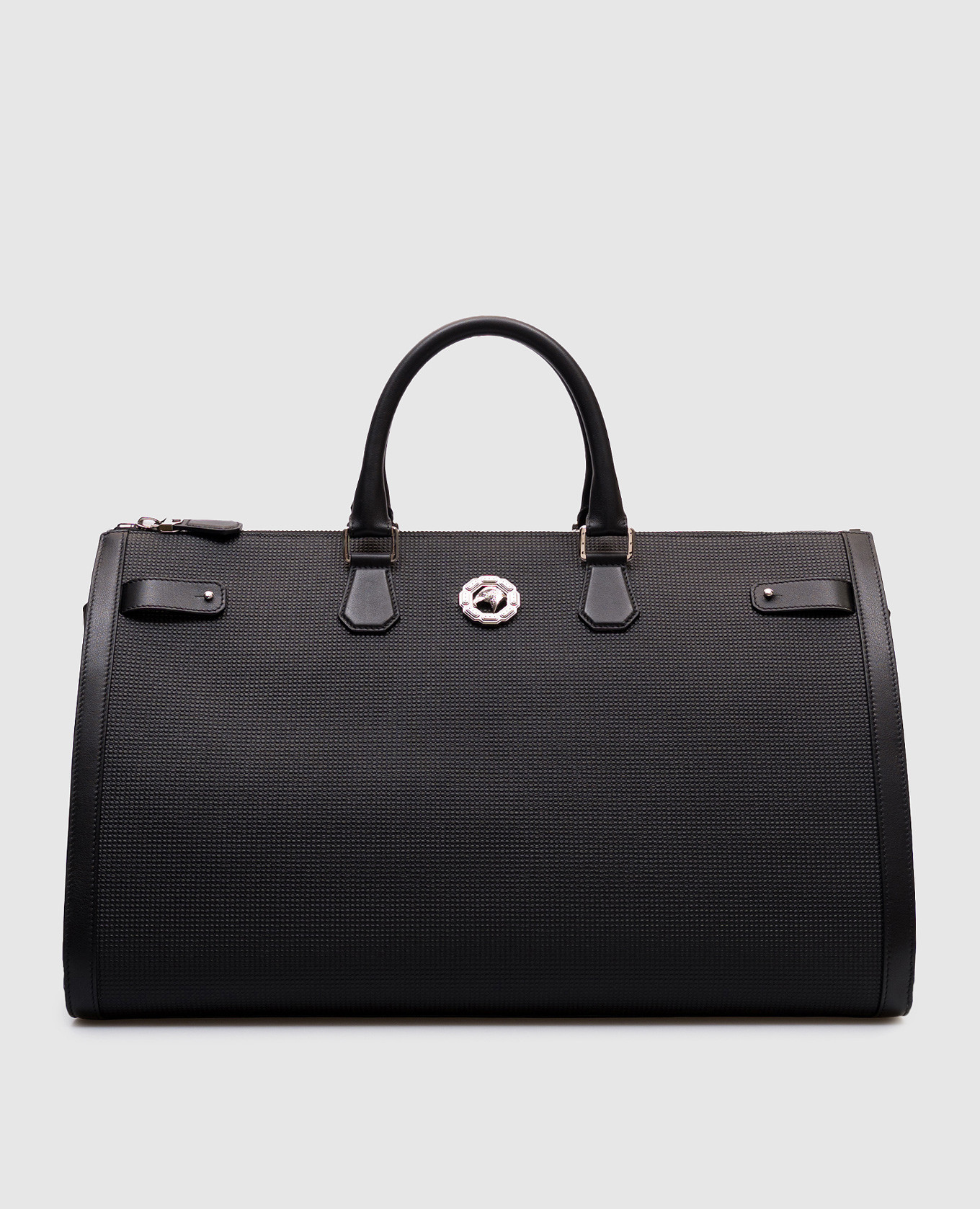 

Black leather travel bag with palladium-plated emblem Stefano Ricci