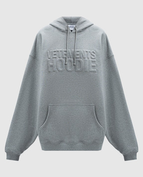 Vetements Gray melange hoodie with textured logo UA65HD370G
