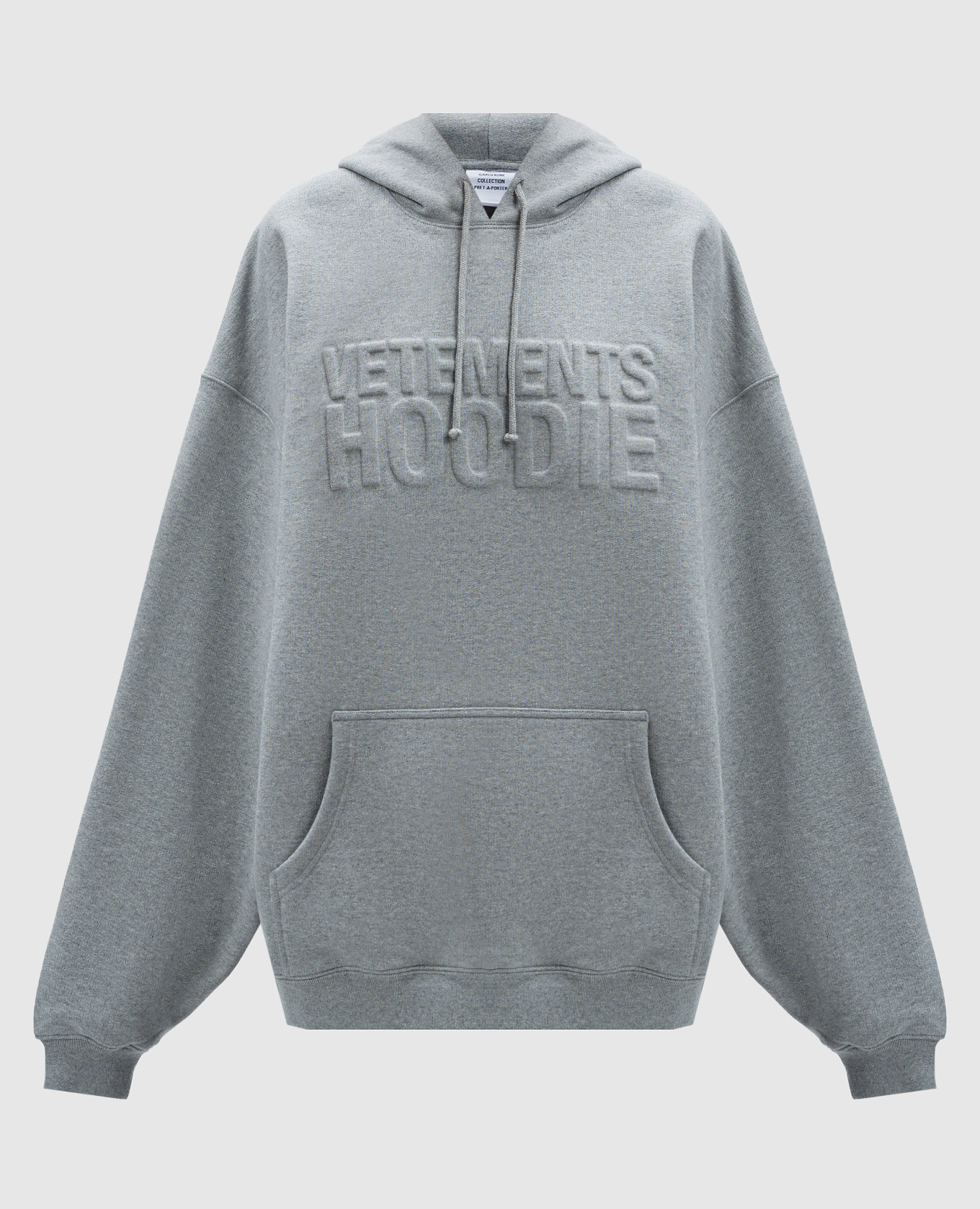 

Gray melange hoodie with textured logo Vetements, Grey
