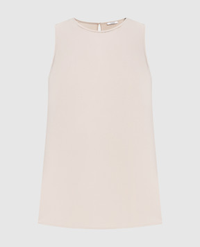 Peserico Beige silk top with monil chain A08893D02372