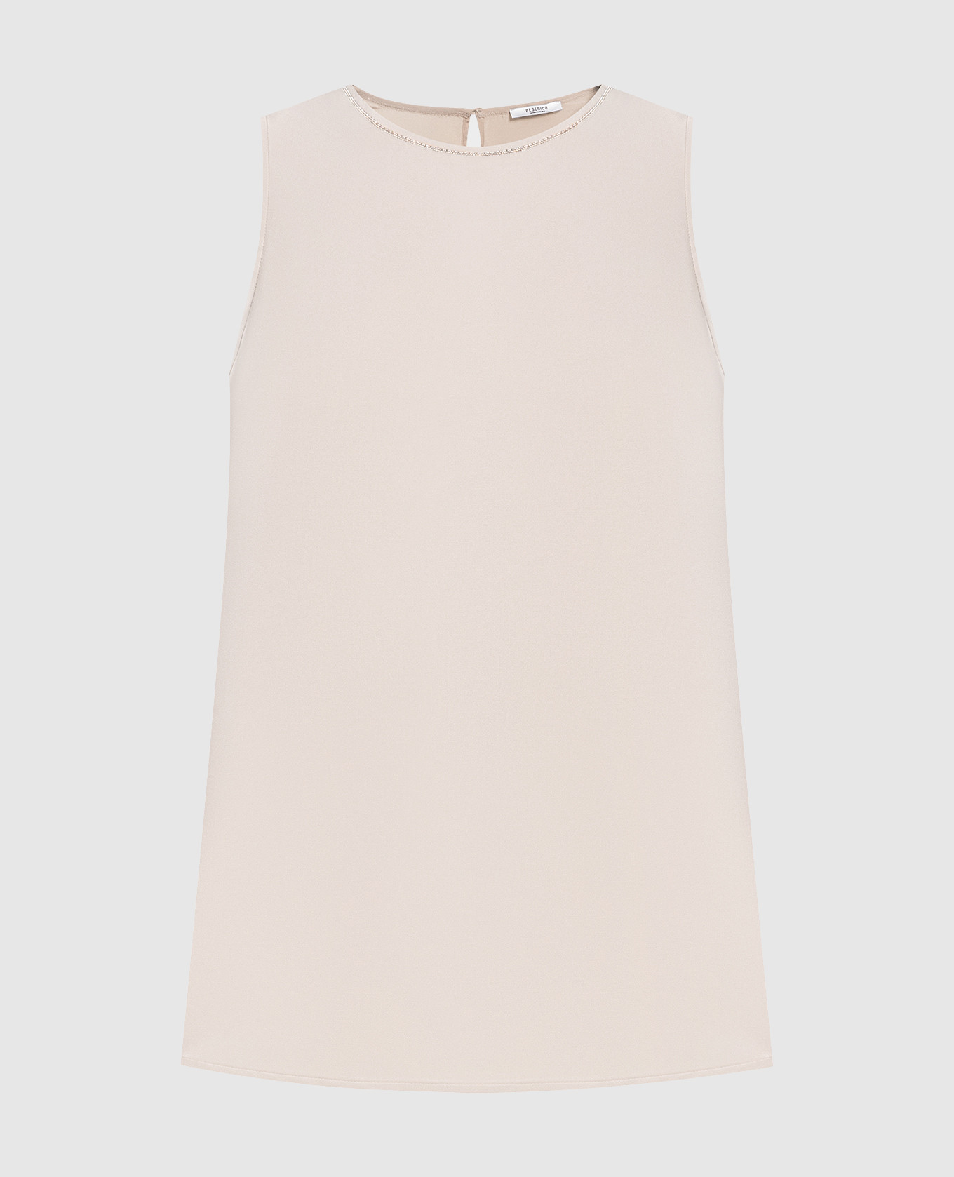 Beige silk top with monil chain Peserico
