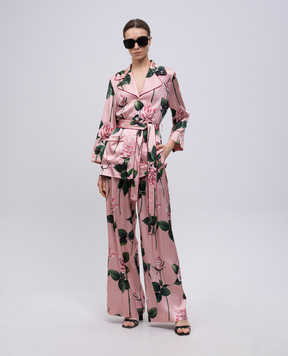 Dolce&Gabbana Pink silk pants with floral print FTCISTFSA7D
