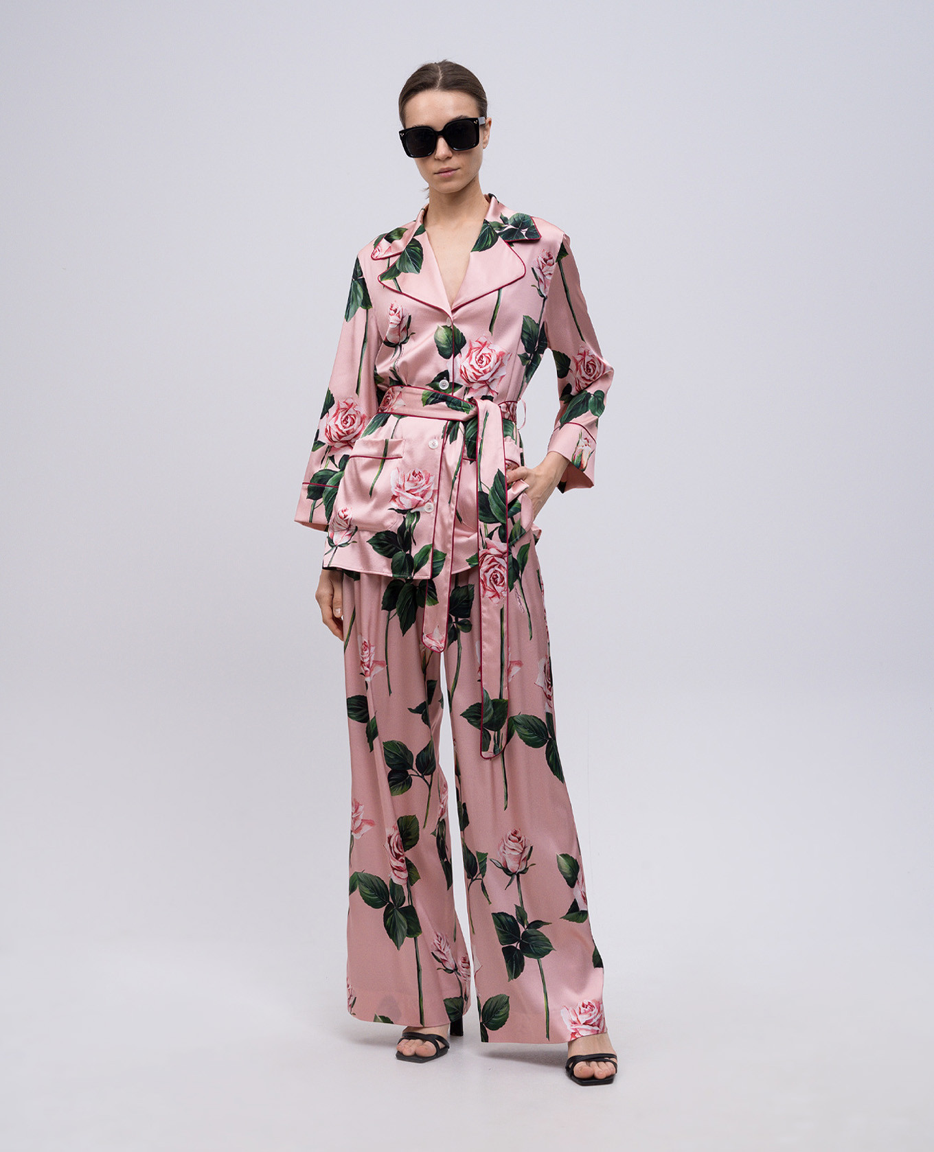 Pink silk pants with floral print Dolce&Gabbana 2