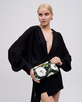 Dolce&Gabbana Black clutch with gardenia print BB7620A9C02