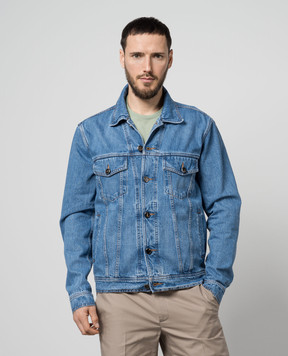 ISAIA Blue denim jacket with a distressed effect GBD001DJ123